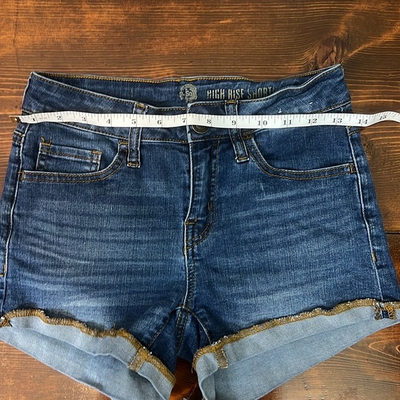Denim Blue Women's High Rise Shorts - Picture 5 of 7